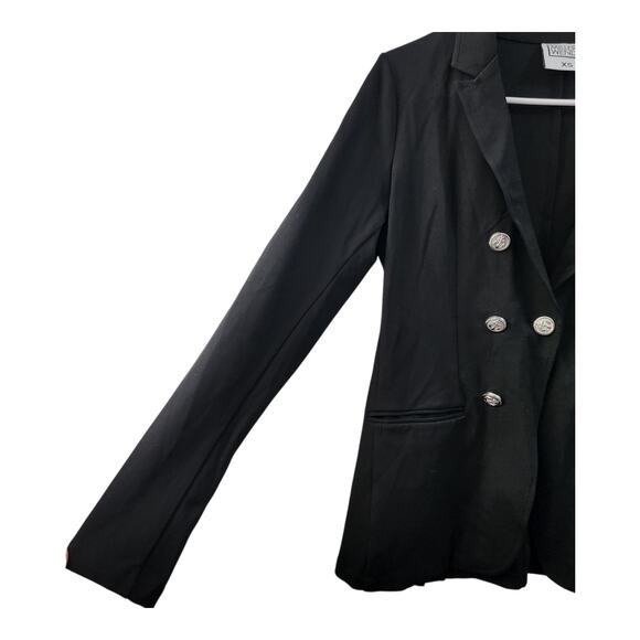 Miller Wendt Alexis Black Blazer XS Button Front Stretch Preppy Classic Military - Picture 2 of 9